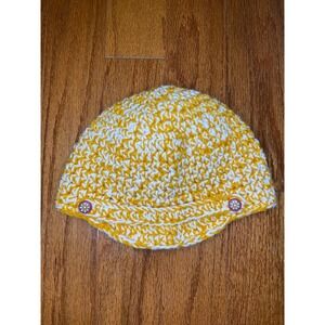Handmade Crochet Medium Yellow‎ and White Hat with Bill
